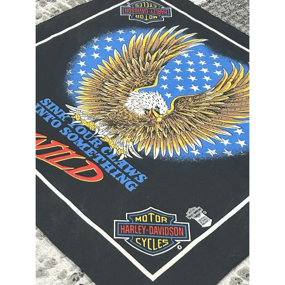 Vintage Harley‎ Davidson Bandana USA Eagle Motorcycle Biker WILD 80s 90s